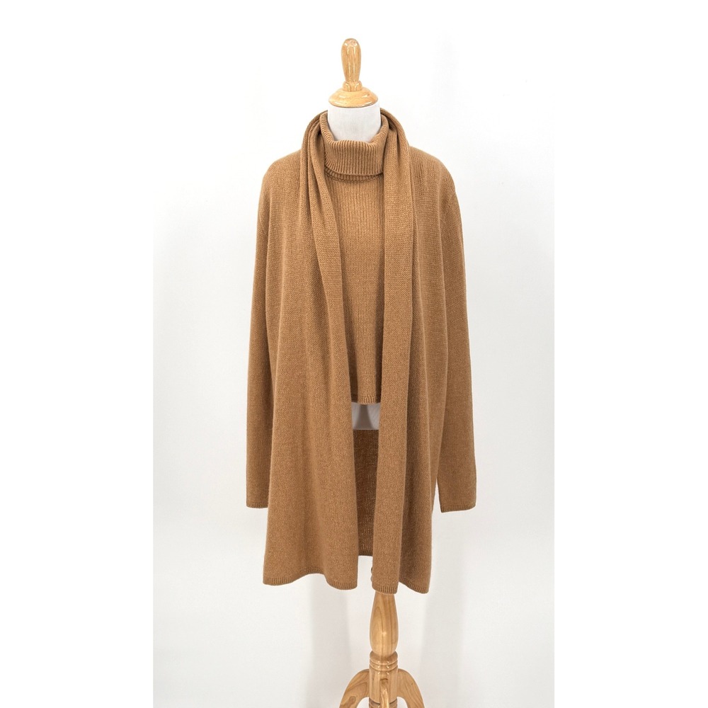 THE ROW Giselle Cashmere Turleneck Sweater Womens Medium Camel Brown Sleeveless - Picture 15 of 16